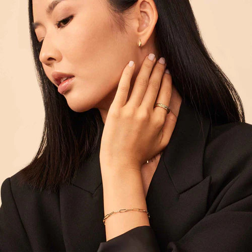 Divifa Venice Link Bracelet in White Gold-Plated stainless steel
