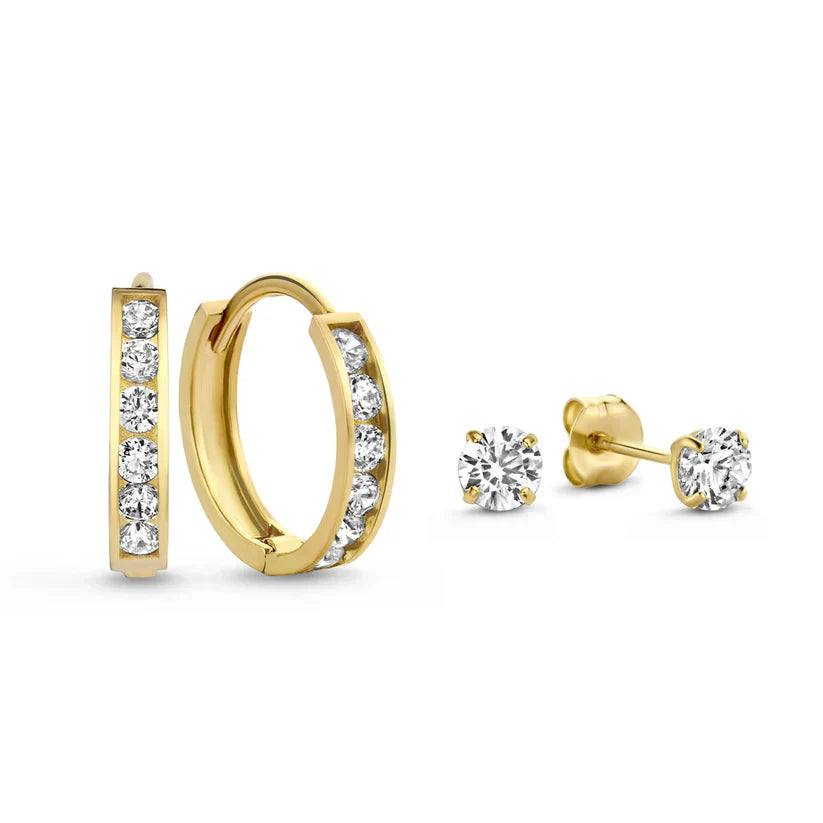 Divifa Dara Brillane Jewelry Set in White Gold-Plated stainless steel
