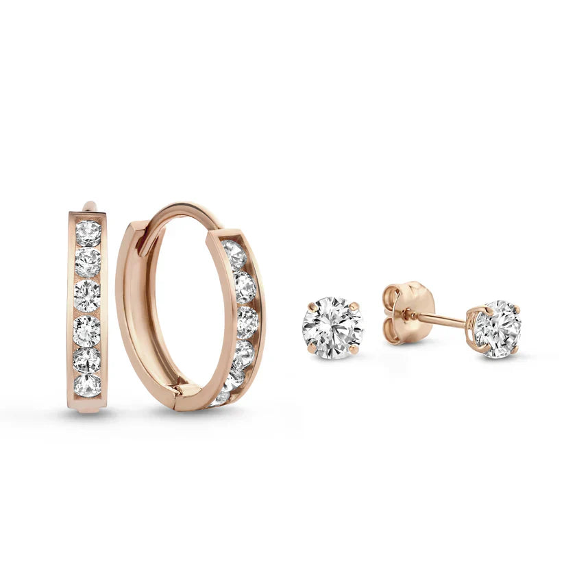Divifa Dara Brillane Jewelry Set in White Gold-Plated stainless steel