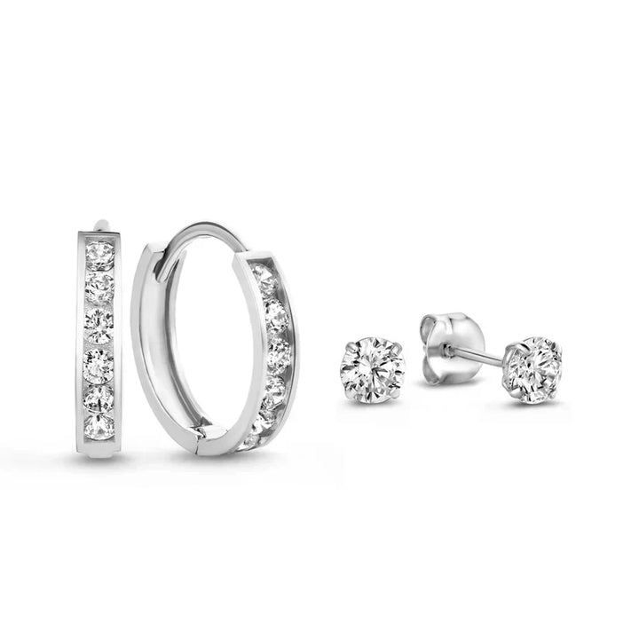 Divifa Dara Brillane Jewelry Set in White Gold-Plated stainless steel