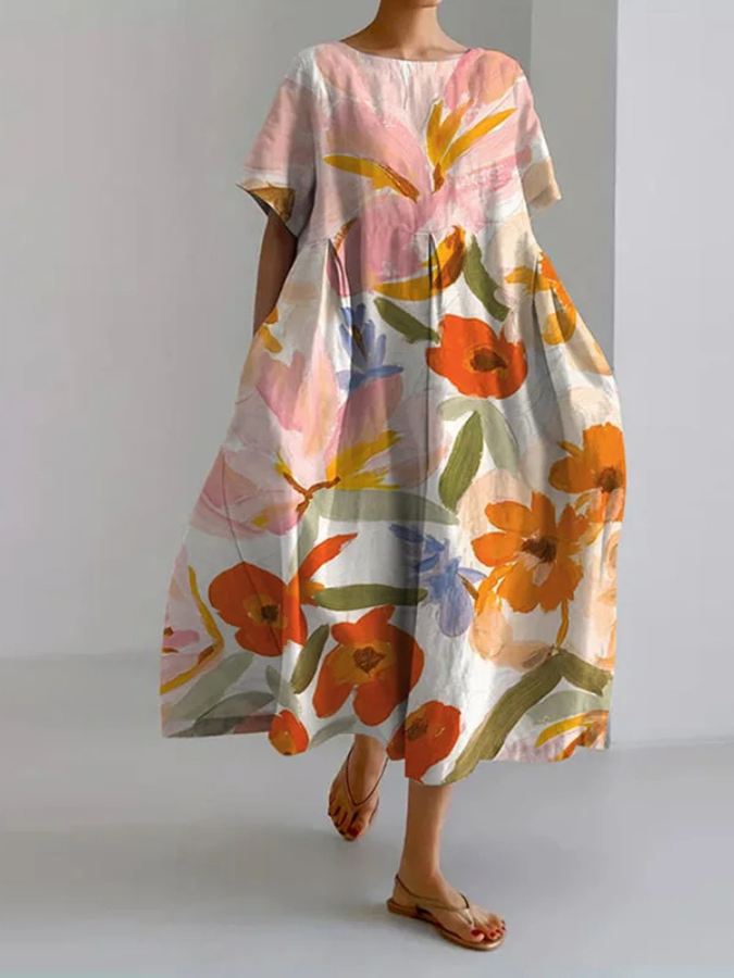 Divifa VALENTINA Summer Floral Dress with Flattering Cut and Freedom of Movement