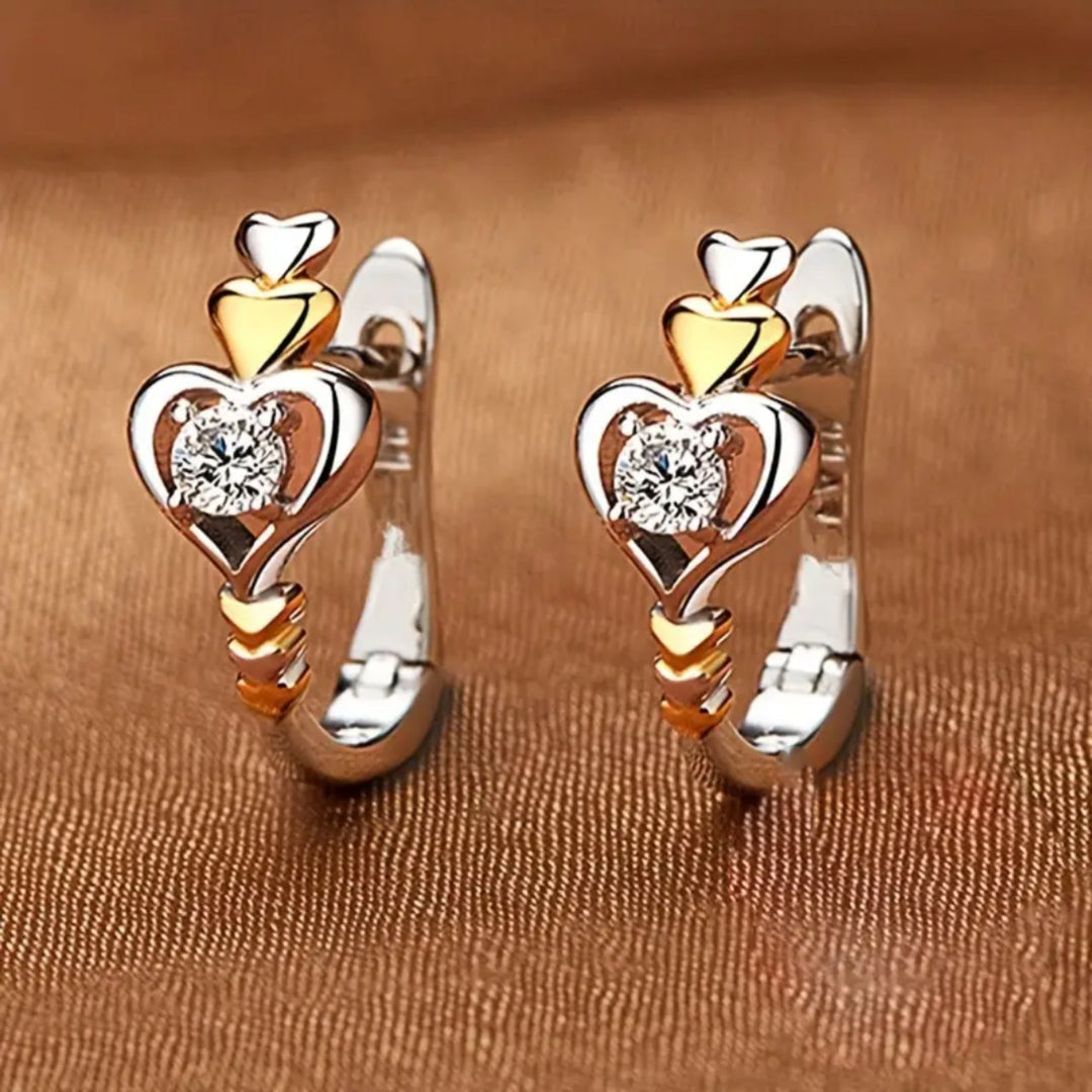 Divifa Heart Zirconia Earrings in Gold-Plated stainless steel