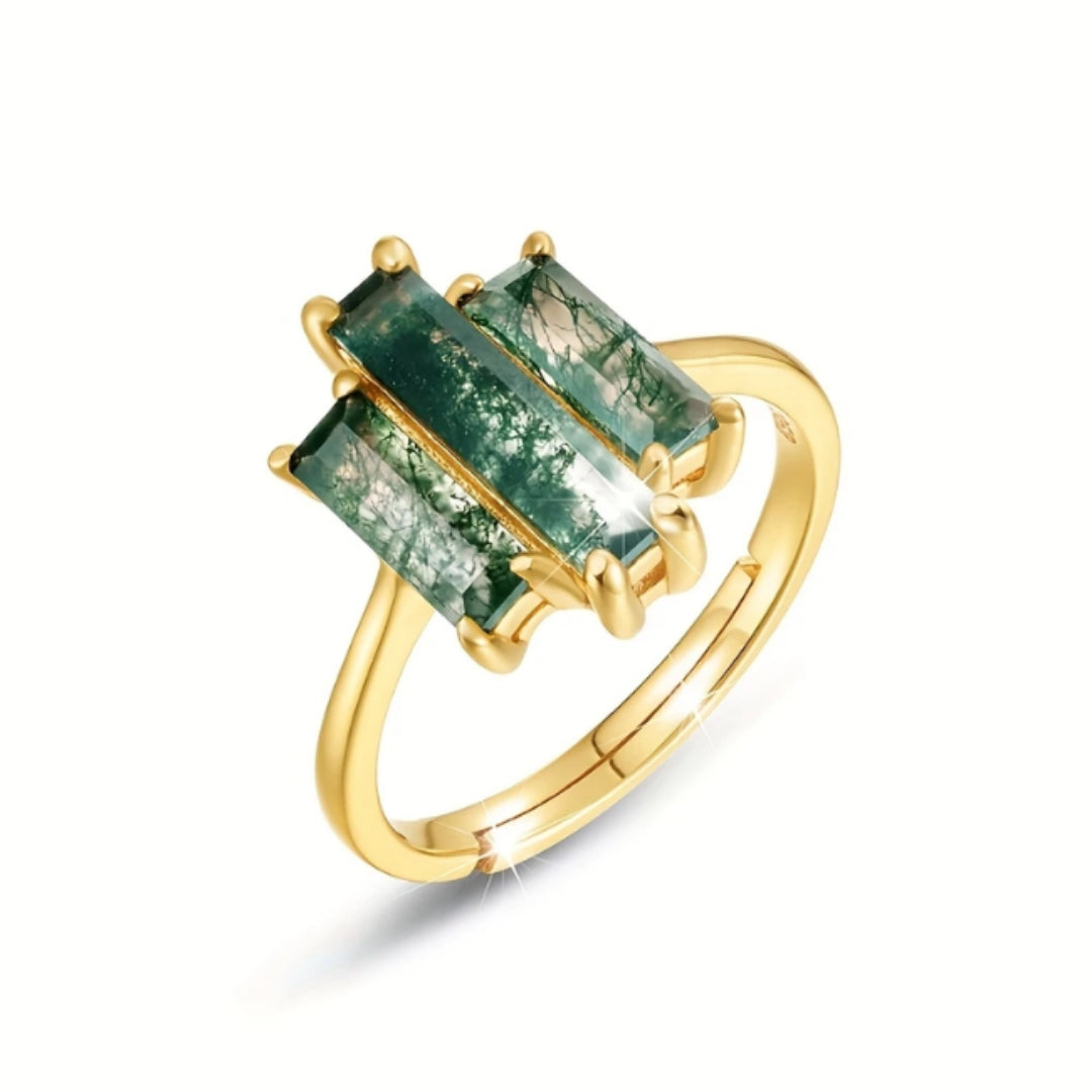 Divifa Green Cosmic Ring in Gold-Plated stainless steel