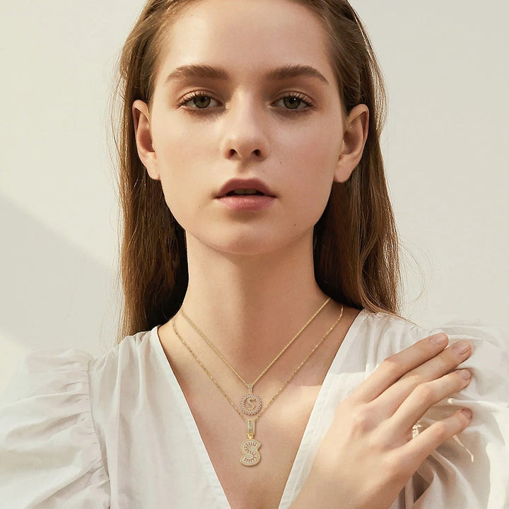 Divifa Pave Letter Jewelry Set in Gold-Plated stainless steel