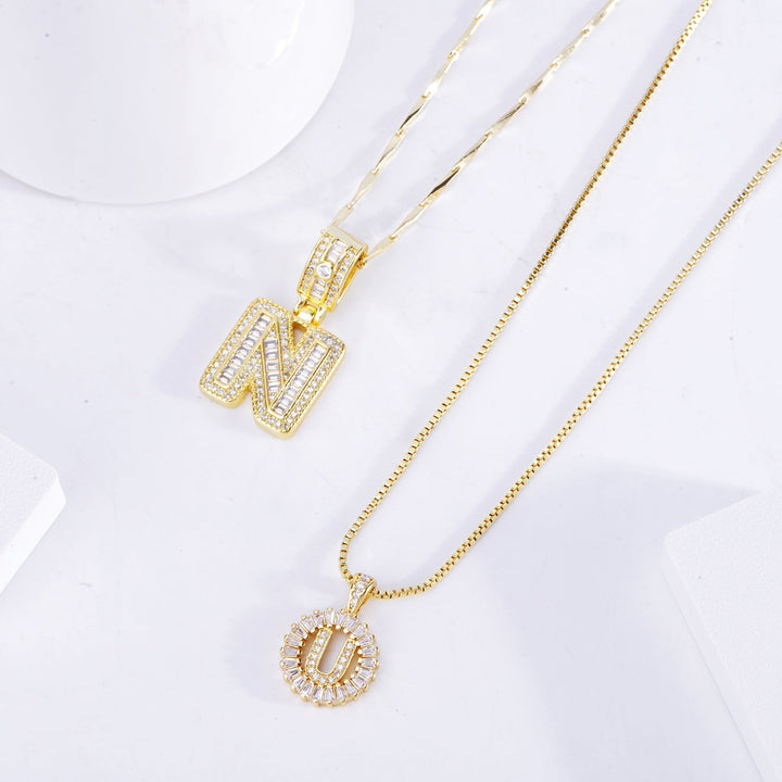 Divifa Pave Letter Jewelry Set in Gold-Plated stainless steel