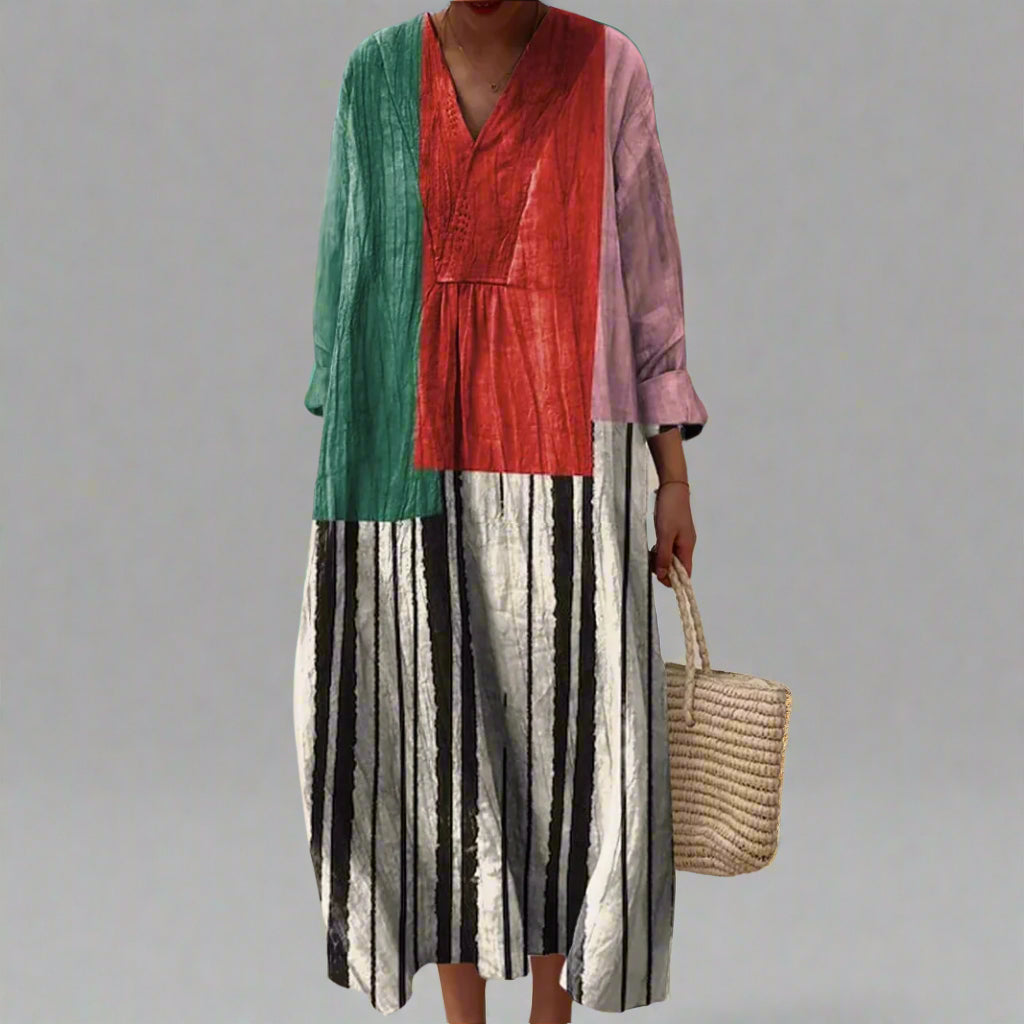 Divifa Rosa Elegant Geometric Dress