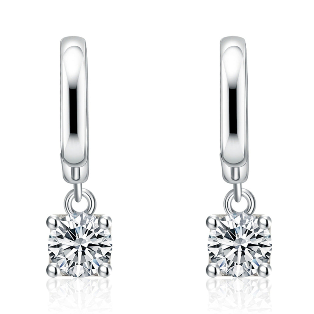 Divifa Aurora Square Earrings in White Gold-Plated stainless steel