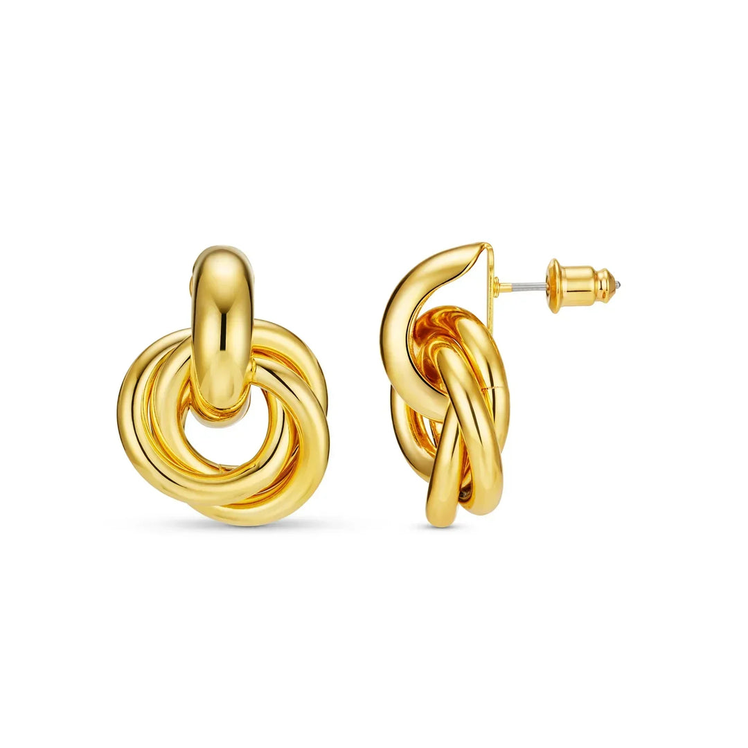 Divifa Statement Interlocking Earrings in White Gold-Plated stainless steel
