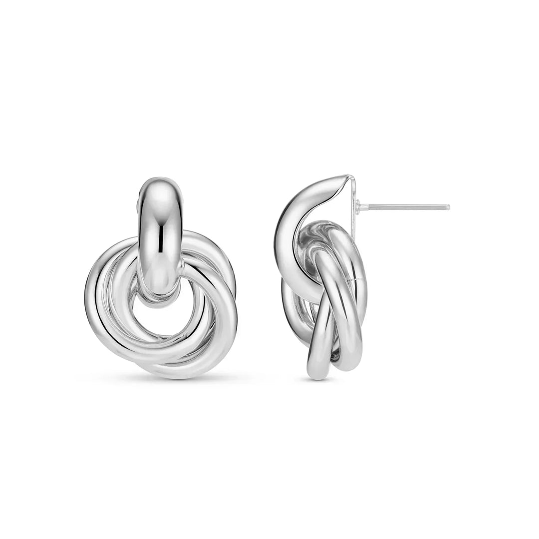 Divifa Statement Interlocking Earrings in White Gold-Plated stainless steel