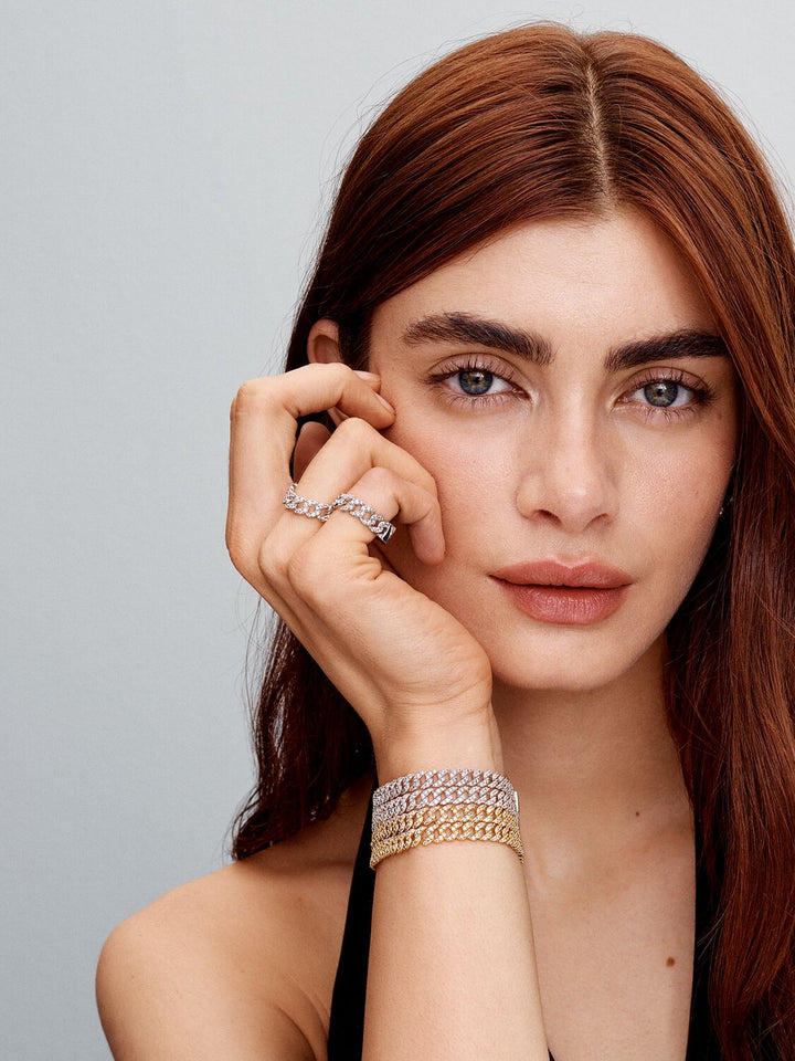 Divifa Pave Cuban Bracelet in Gold-Plated stainless steel