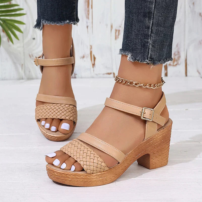 Divifa Deborah Woven Platform Sandals