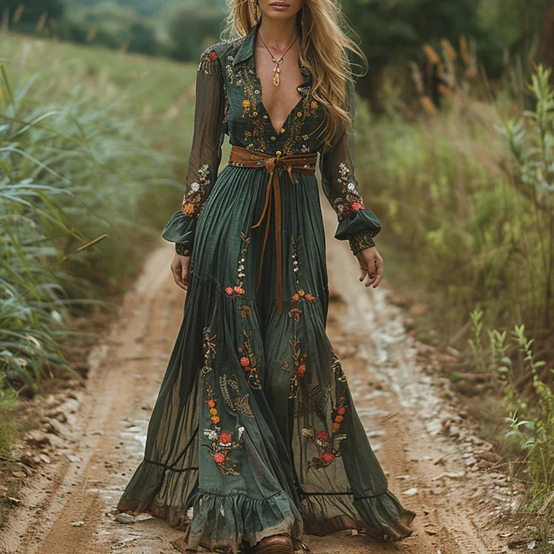 Divifa Selvara Bohemian Floral Maxi Dress
