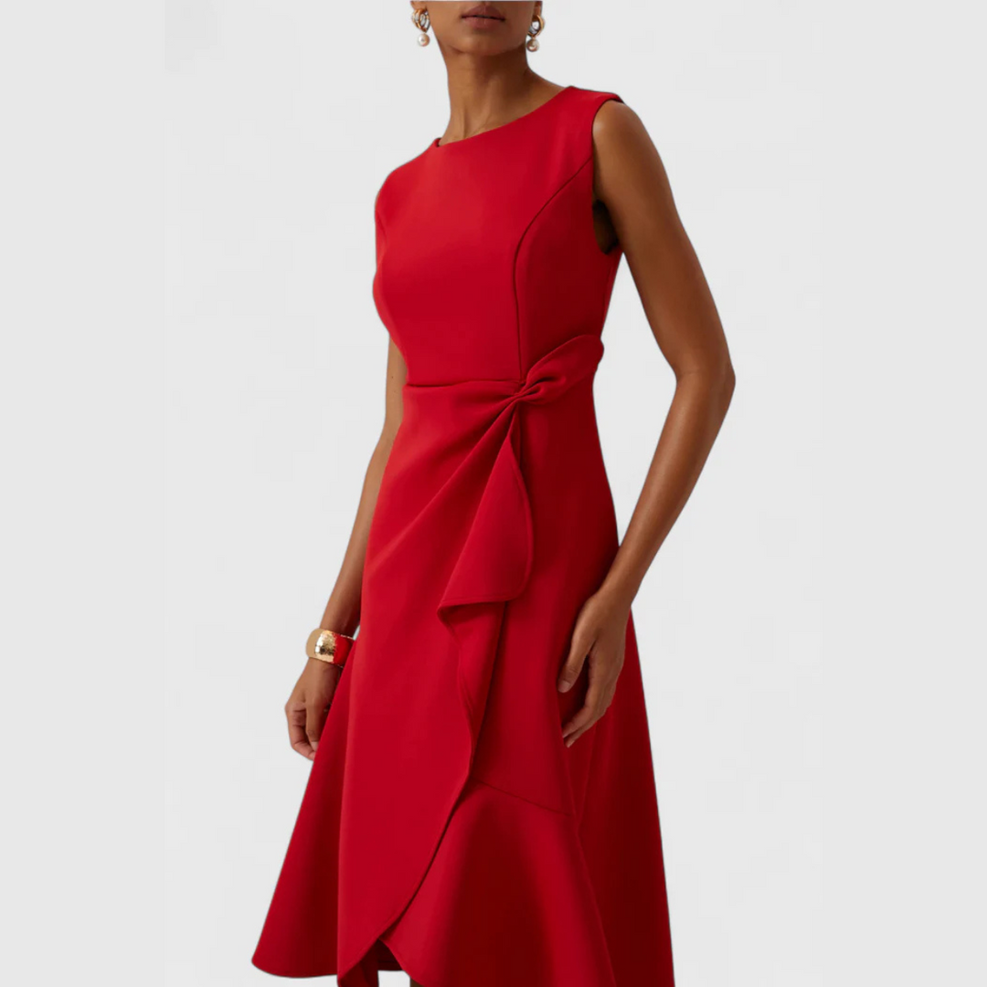Divifa Sheila Draped Asymmetric Midi Dress