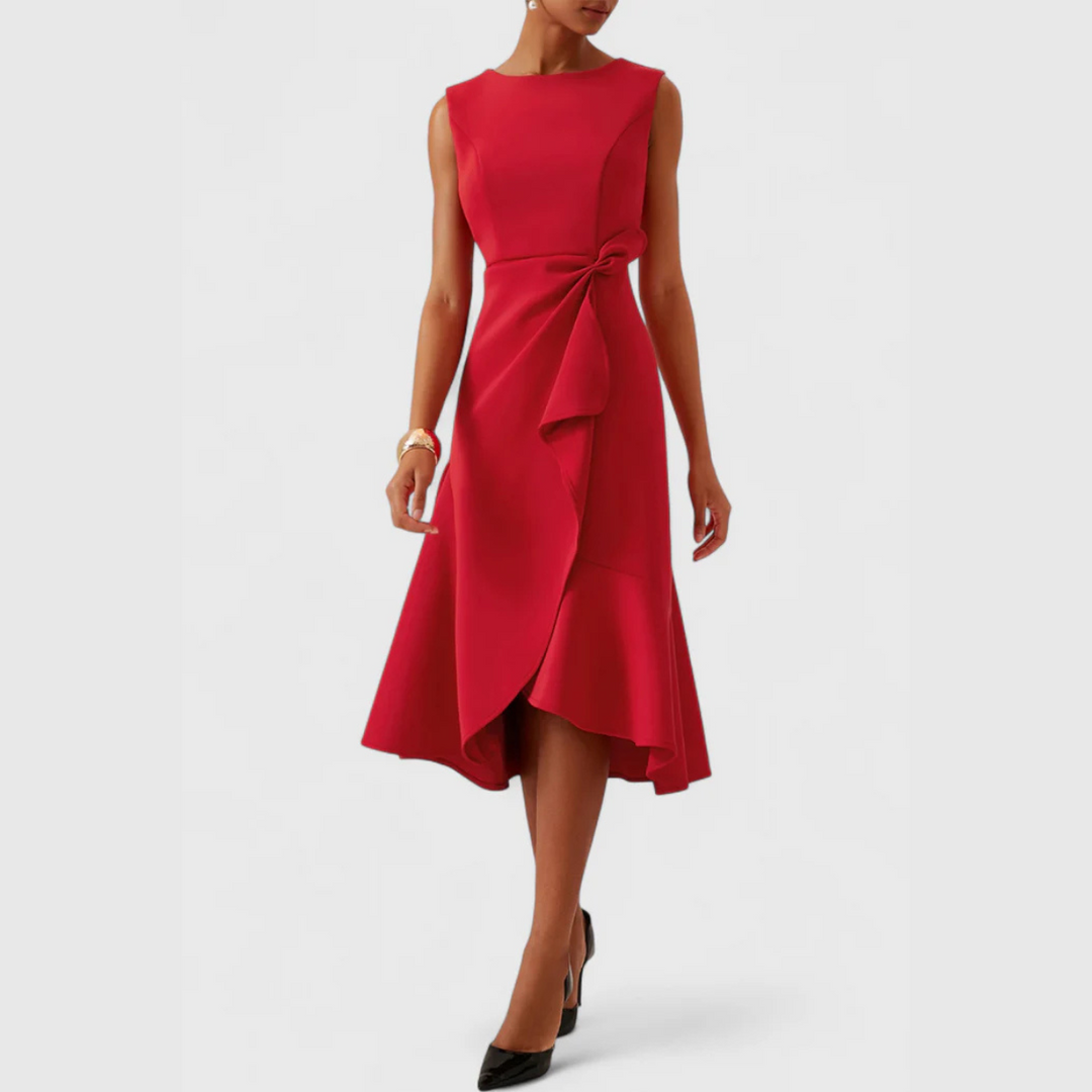 Divifa Sheila Draped Asymmetric Midi Dress