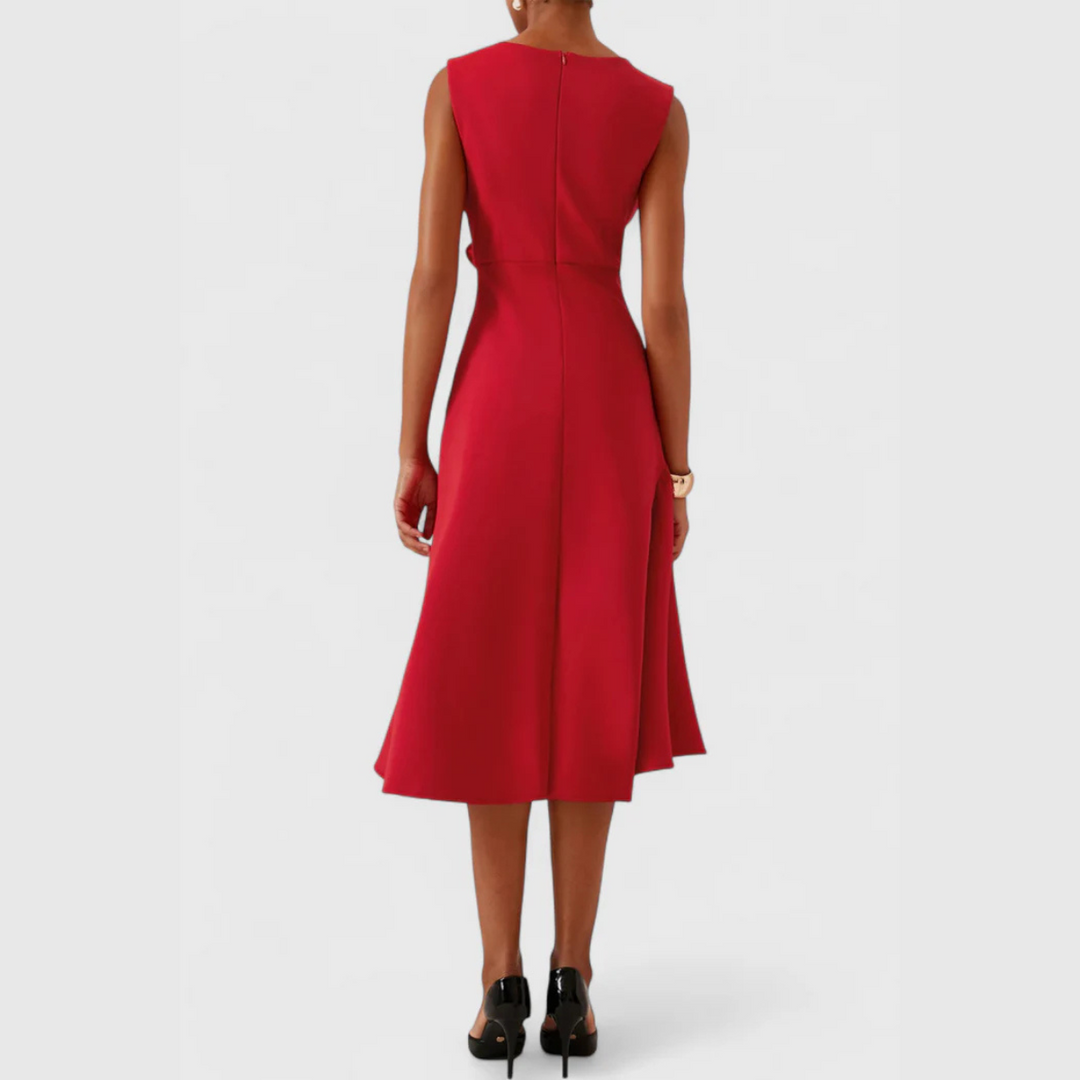 Divifa Sheila Draped Asymmetric Midi Dress