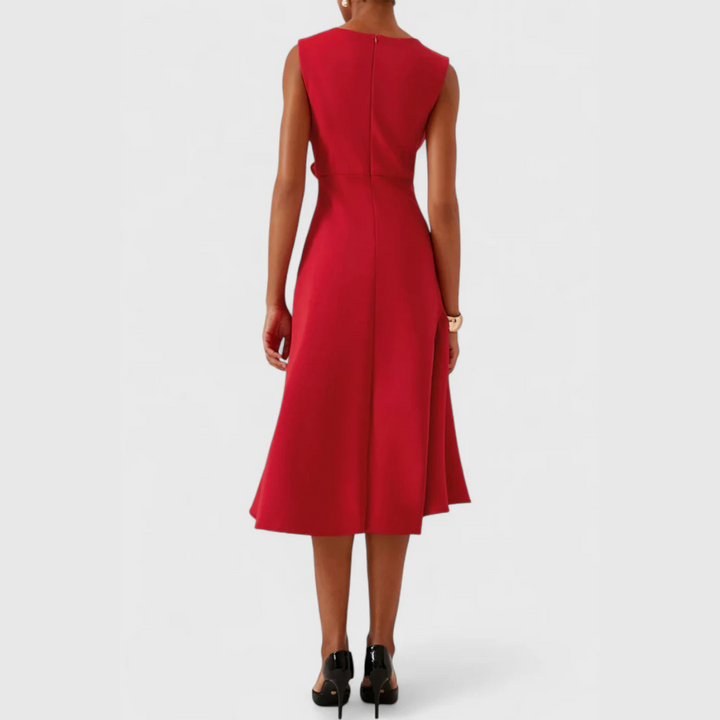Divifa Sheila Draped Asymmetric Midi Dress