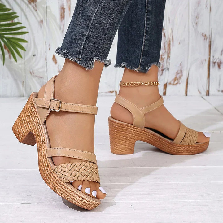 Divifa Deborah Woven Platform Sandals