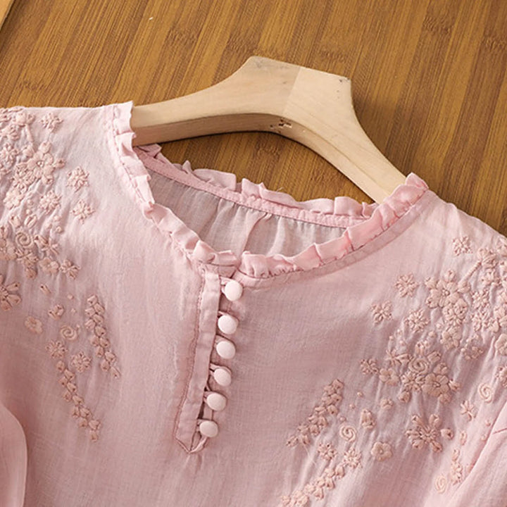 Divifa Suzanne Floral Button-Front Blouse