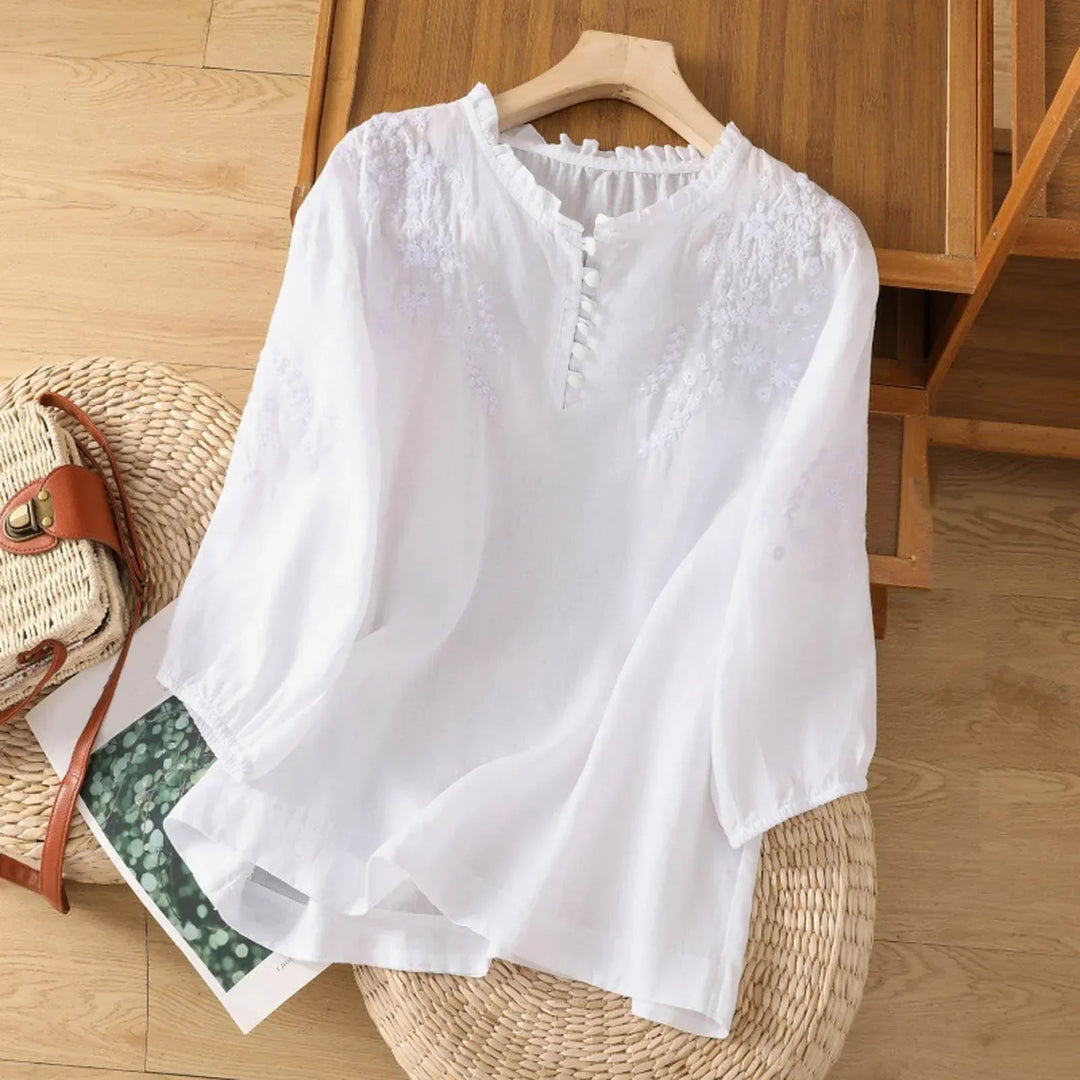 Divifa Suzanne Floral Button-Front Blouse