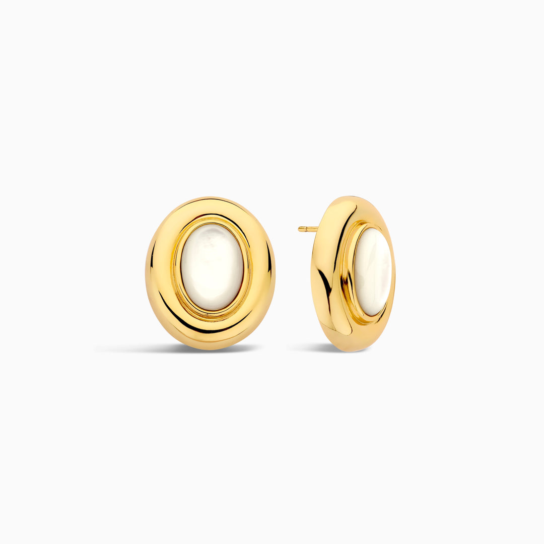 Divifa Giselle Pearl Earrings in White Gold-Plated stainless steel