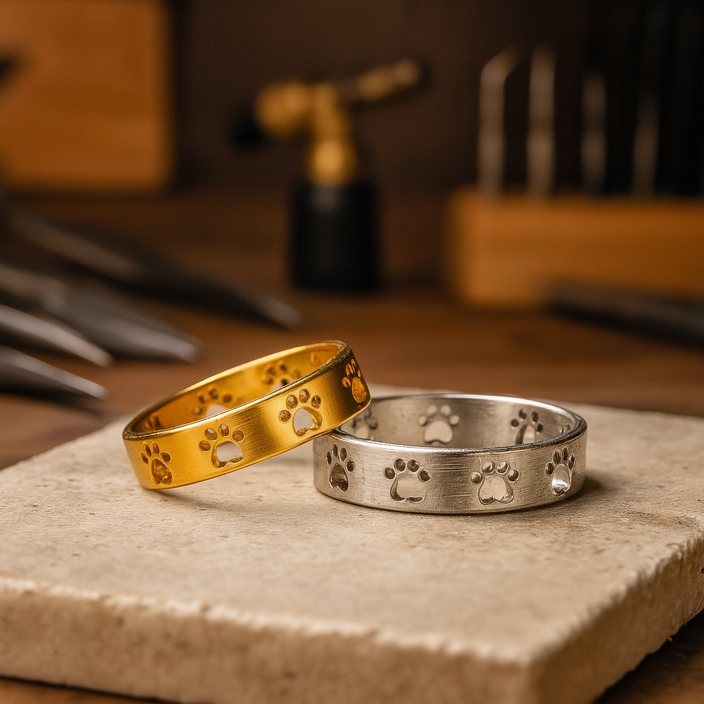 Divifa Two-Tone Paw Ring in Gold-Plated stainless steel