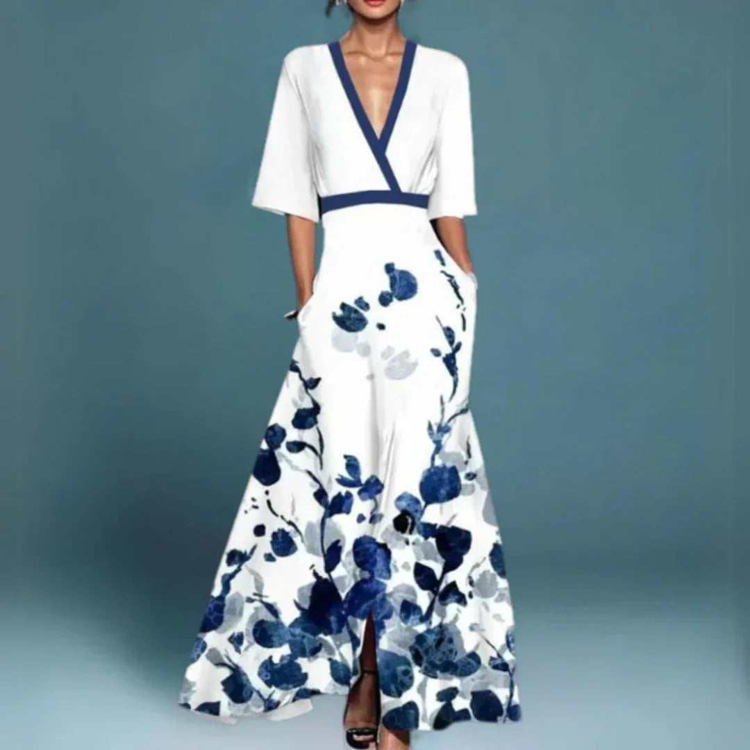 Divifa Jill Elegant Maxi Dress with Floral Pattern
