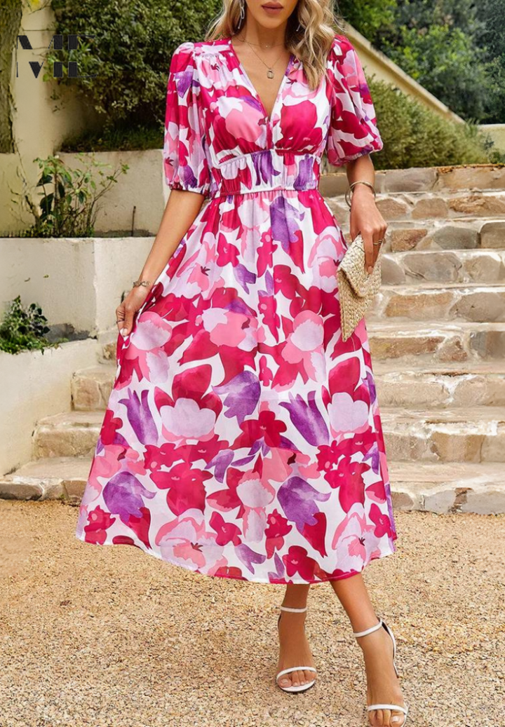 Divifa Monica Elegant Floral Dress