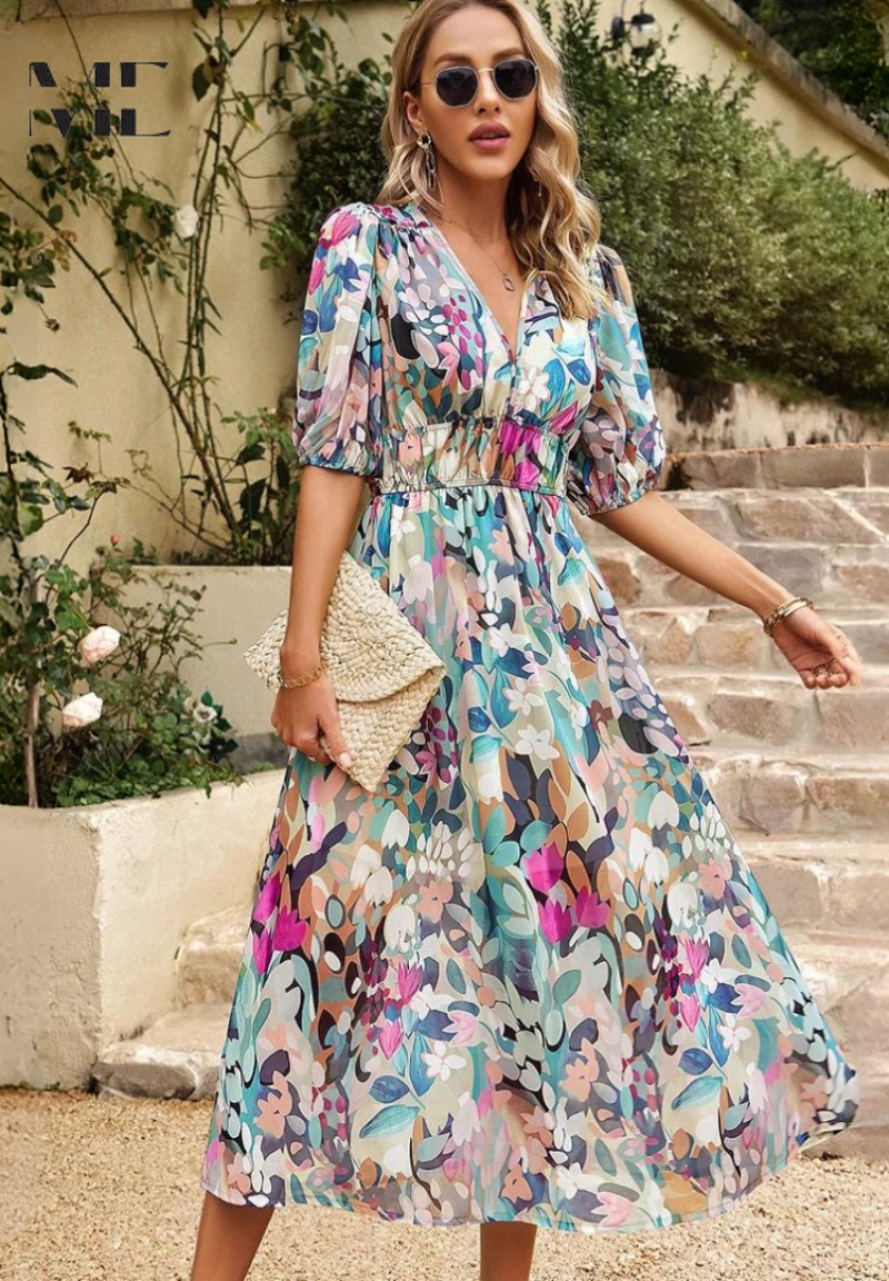 Divifa Monica Elegant Floral Dress