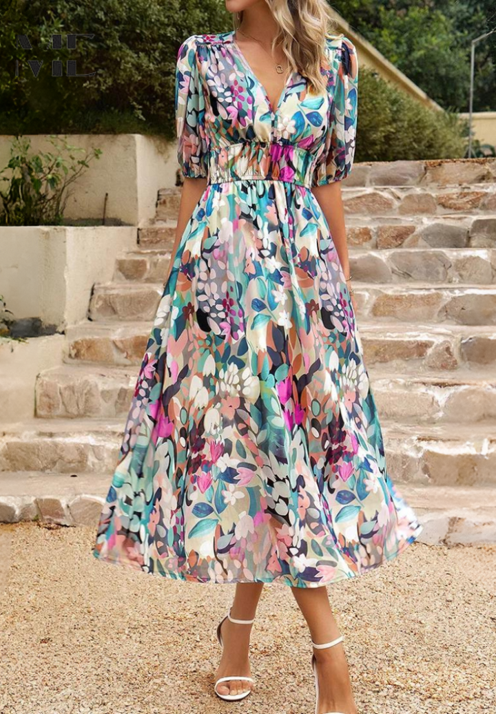 Divifa Monica Elegant Floral Dress