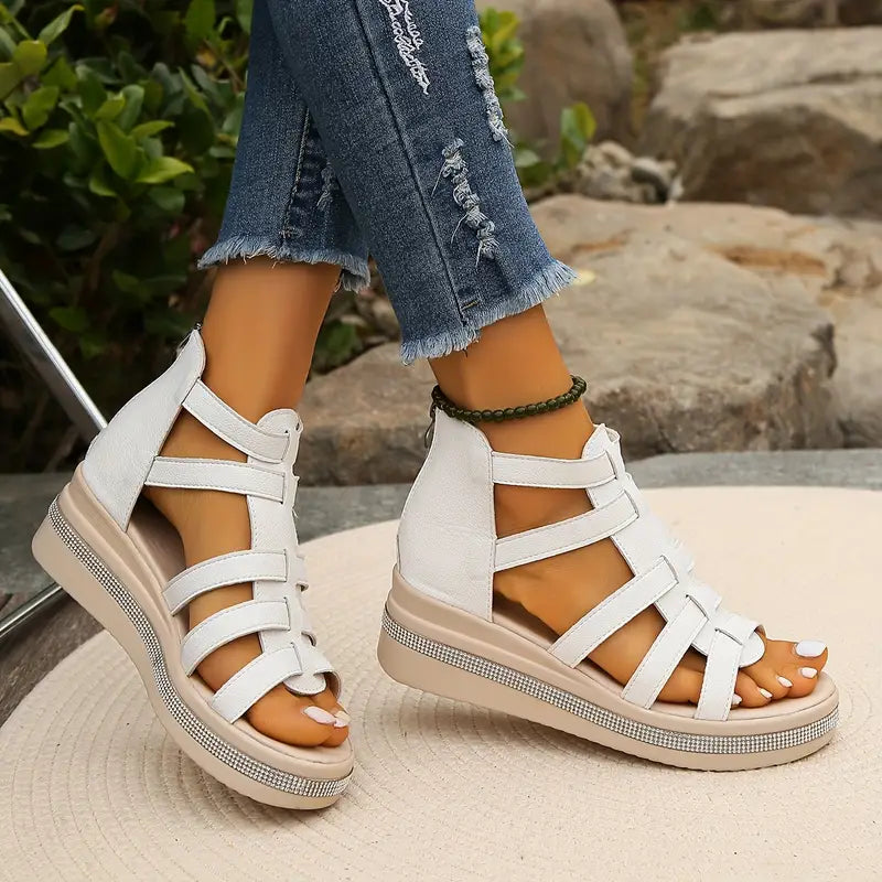 Divifa Hannah Comfort Sandals with Rhinestone Decoration