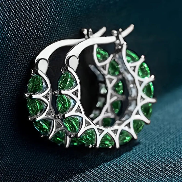 Divifa Elena Marlowe Earrings in White Gold-Plated stainless steel
