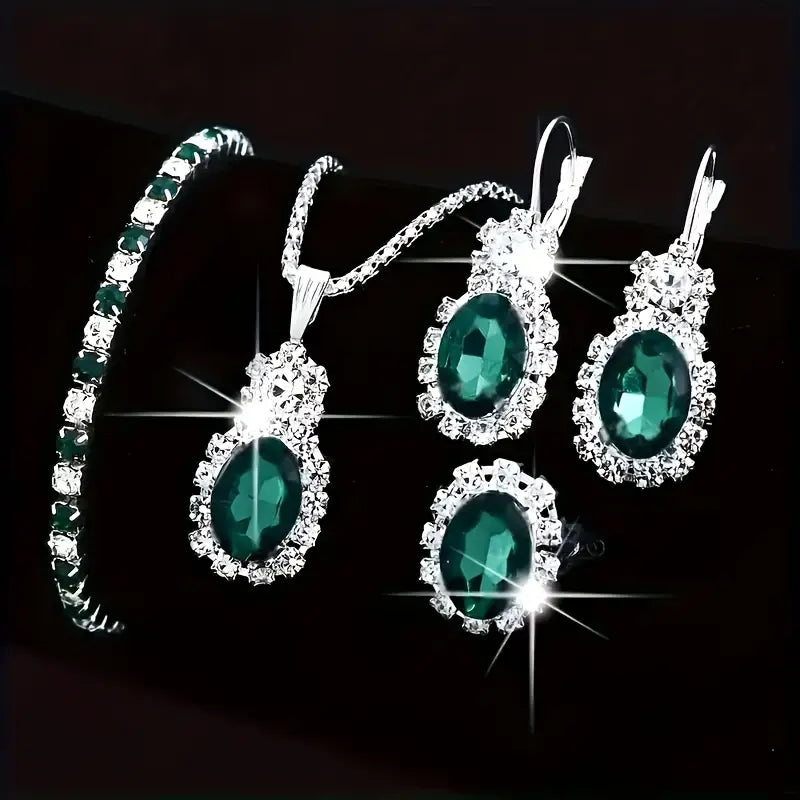 Divifa Seloria Grevalyn Jewelry Set in White Gold-Plated stainless steel
