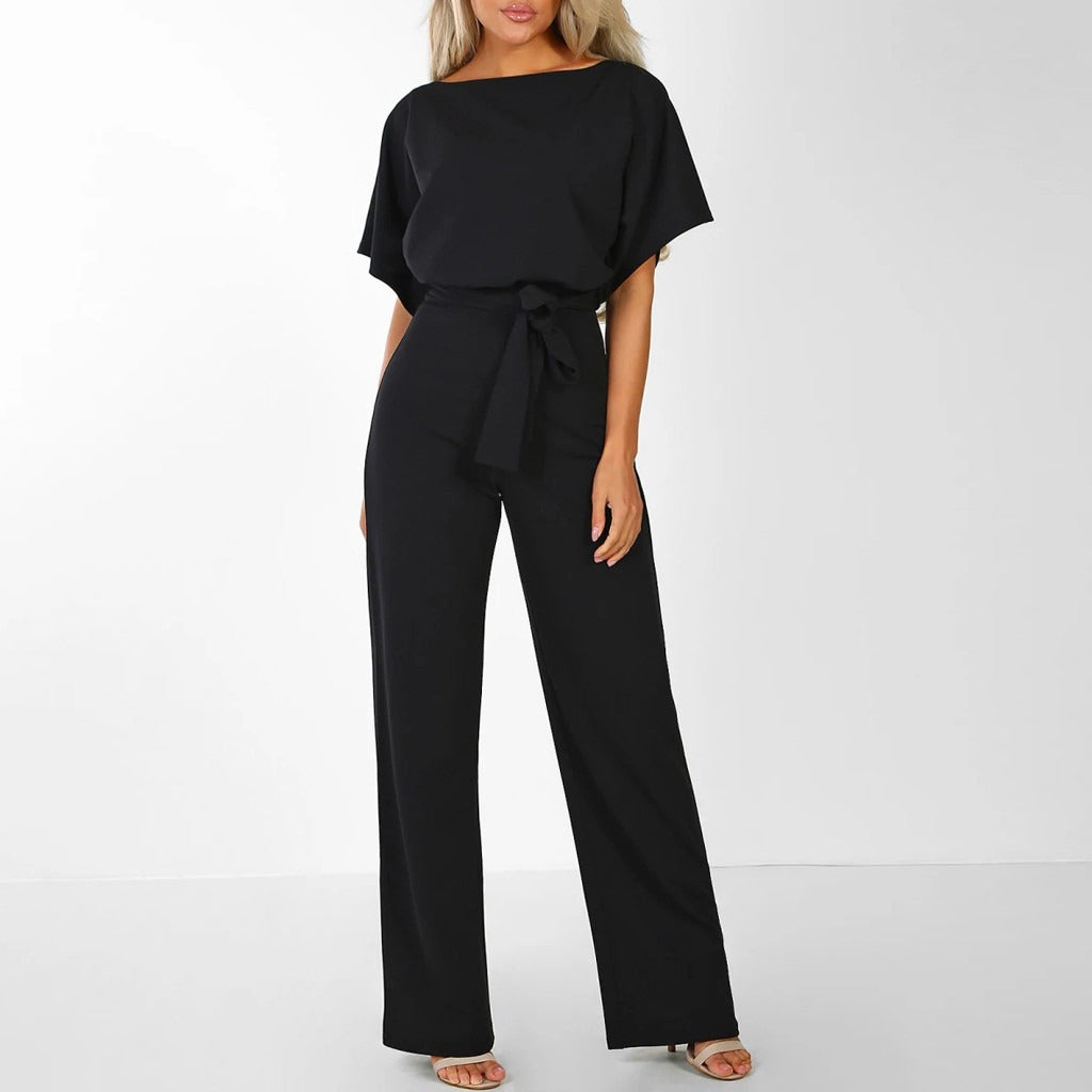 Divifa Elijah Belted Wide-Leg Jumpsuit