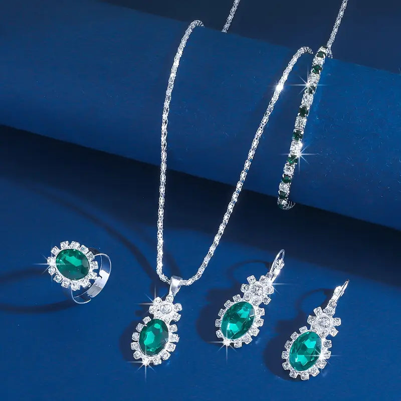 Divifa Seloria Grevalyn Jewelry Set in White Gold-Plated stainless steel
