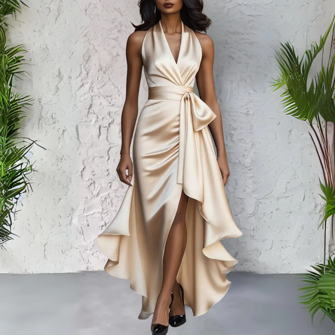 Divifa Calliope Halter Neck Maxi Dress