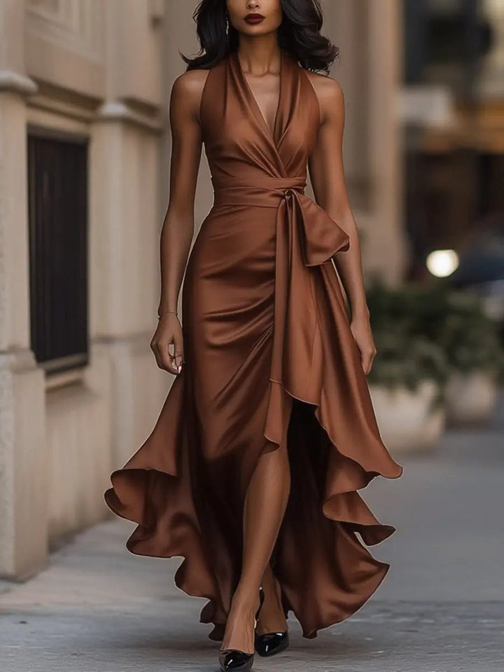 Divifa Calliope Halter Neck Maxi Dress