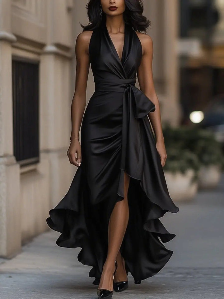 Divifa Calliope Halter Neck Maxi Dress