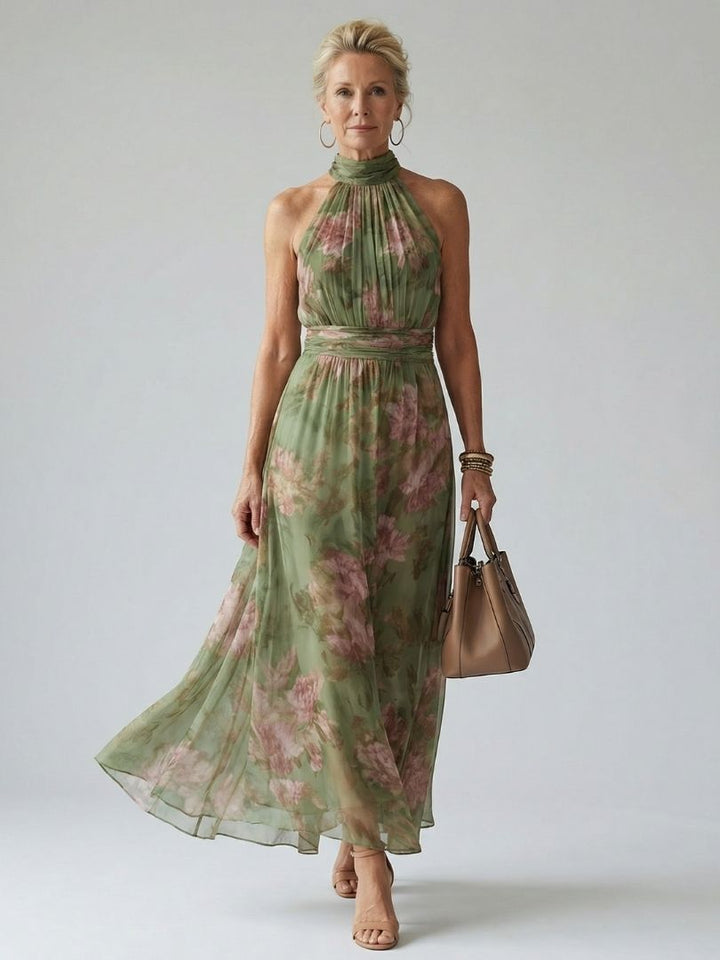 Divifa Colette Floral Halter Midi Dress