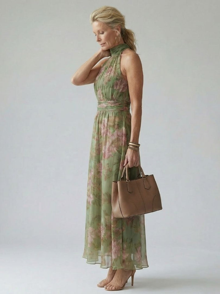 Divifa Colette Floral Halter Midi Dress