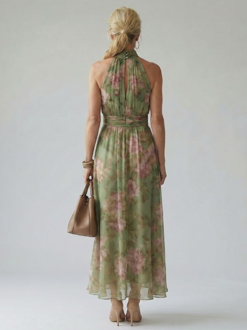 Divifa Colette Floral Halter Midi Dress