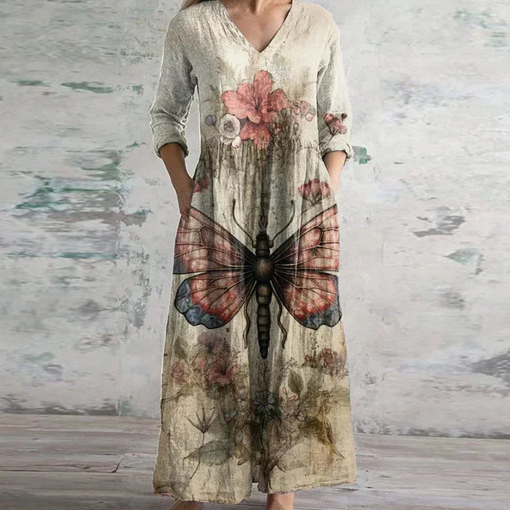 Divifa Kristen Elegant Retro Maxi Dress