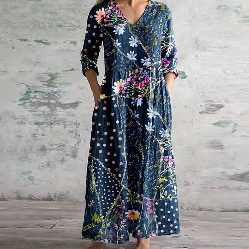 Divifa Kristen Elegant Retro Maxi Dress