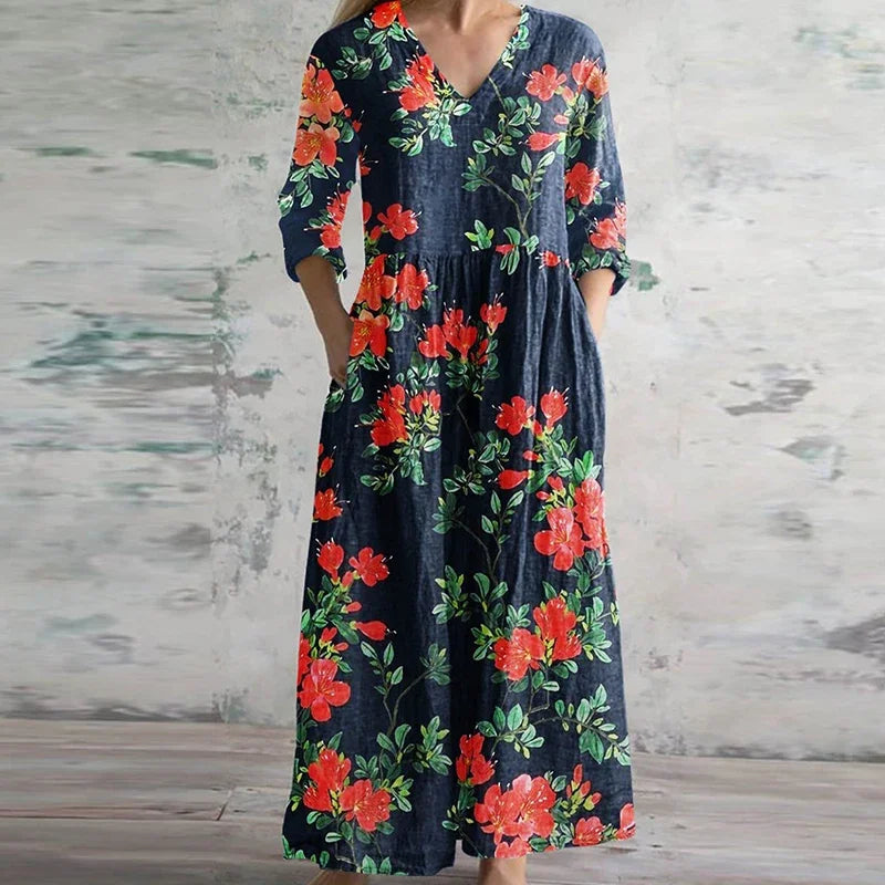 Divifa Kristen Elegant Retro Maxi Dress