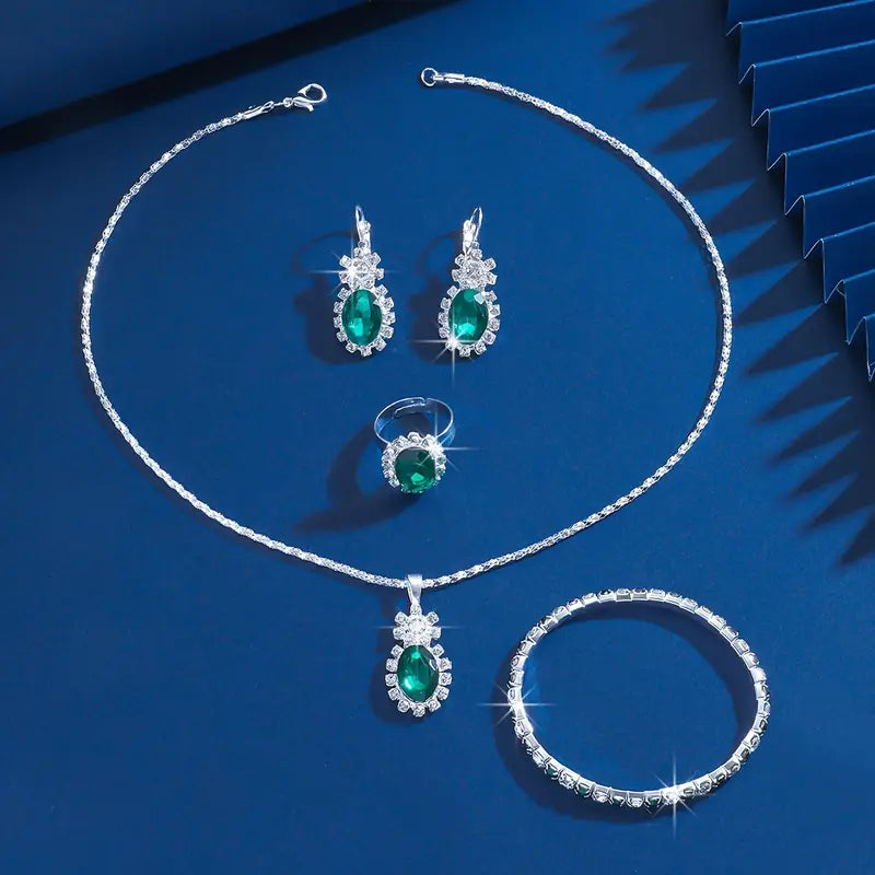 Divifa Seloria Grevalyn Jewelry Set in White Gold-Plated stainless steel