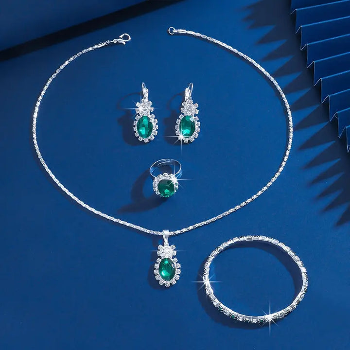 Divifa Seloria Grevalyn Jewelry Set in White Gold-Plated stainless steel