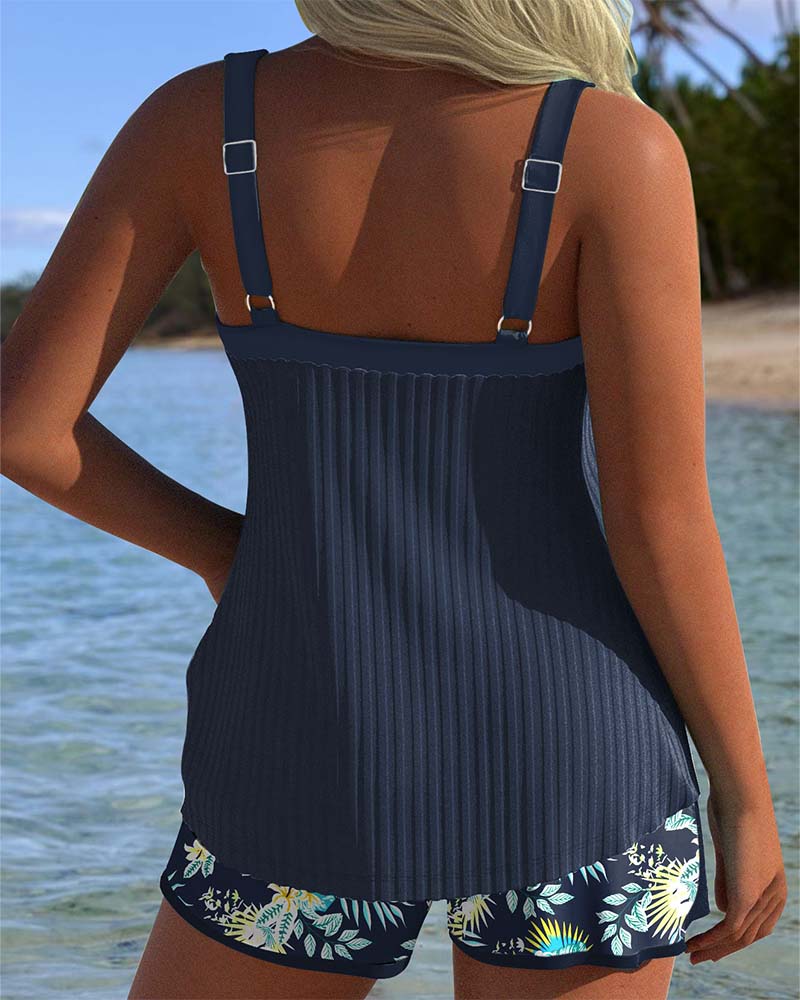 Divifa Cassandra Tummy Control Striped Tankini