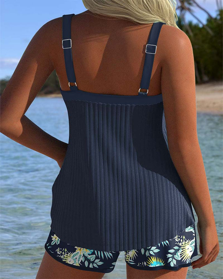 Divifa Cassandra Tummy Control Striped Tankini