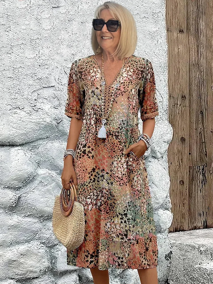Divifa Tanya Colorful Midi Dress