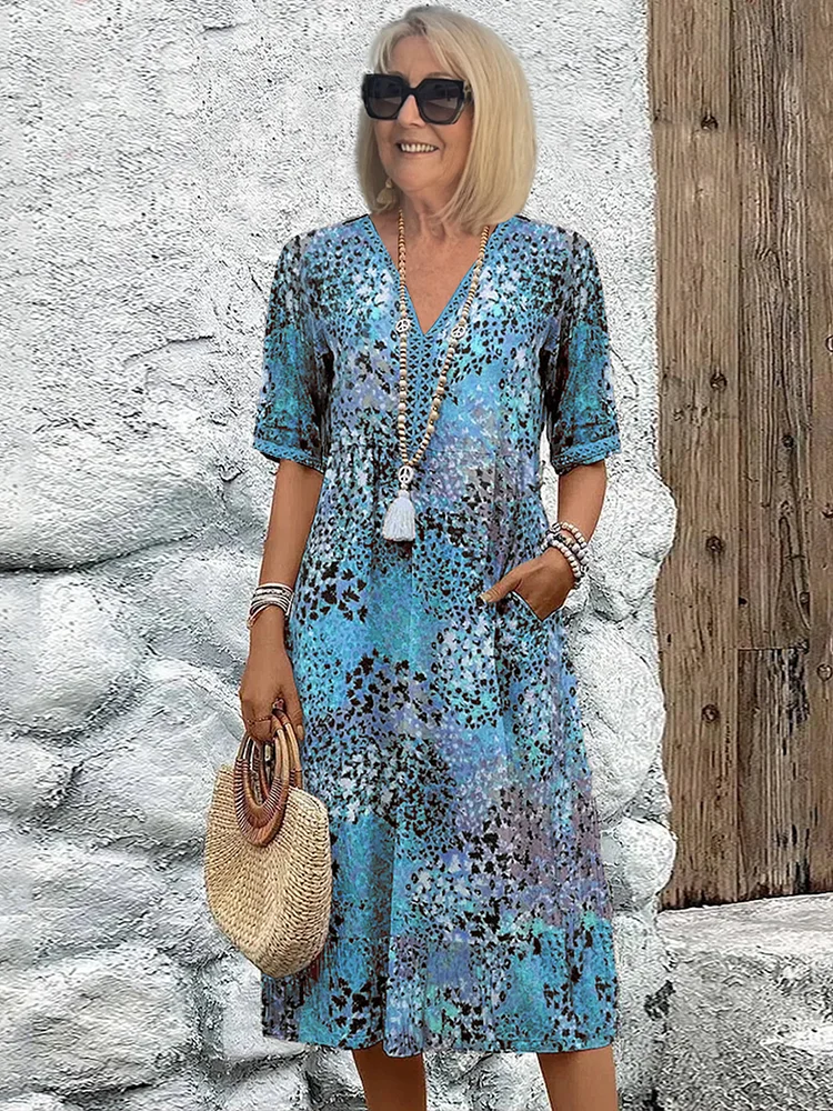 Divifa Tanya Colorful Midi Dress