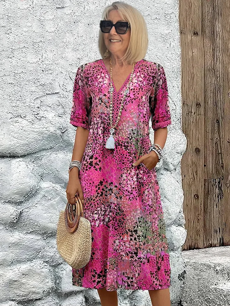 Divifa Tanya Colorful Midi Dress